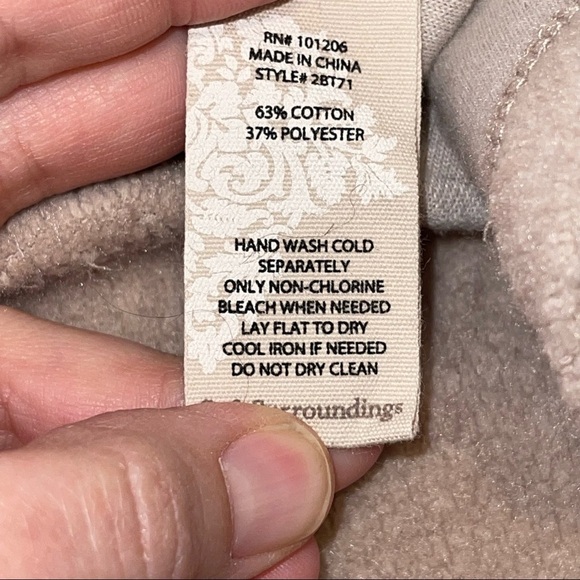 Soft Surroundings Tan Hooded Teddy Pullover Top M - Picture 8 of 13